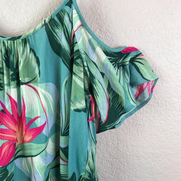 Tropical Cold Shoulder Top