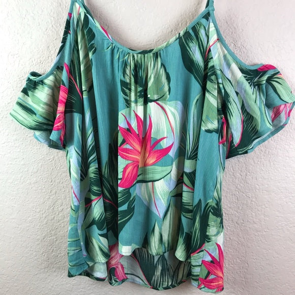 Tropical Cold Shoulder Top