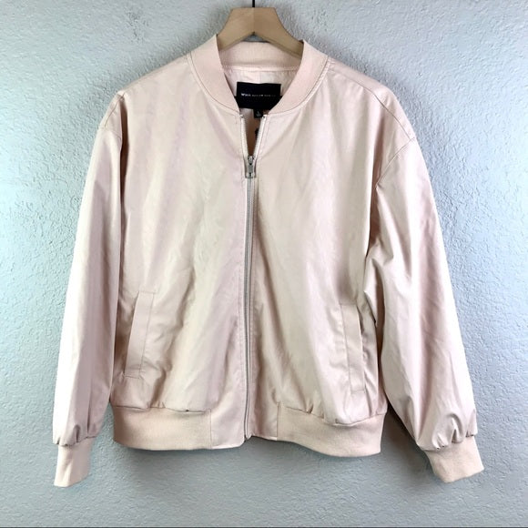 Faux Leather Bomber Jacket