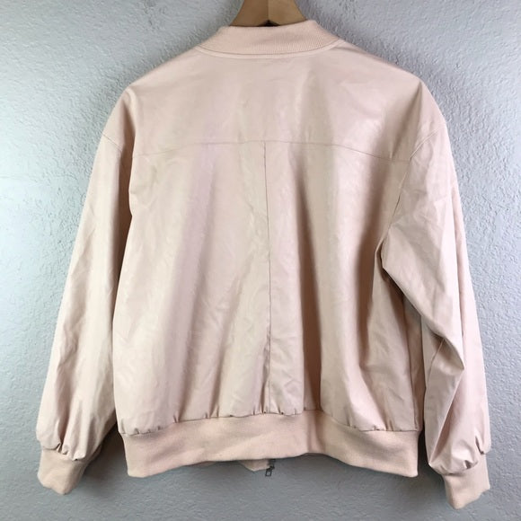 Faux Leather Bomber Jacket