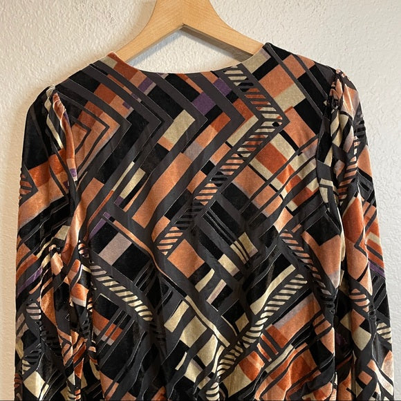 Geo Burnout Velvet Blouse