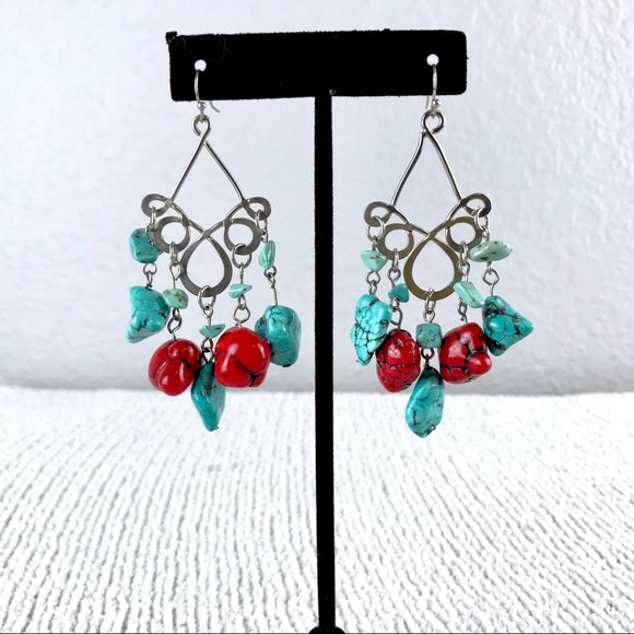 Turquoise Coral Dangle Earrings