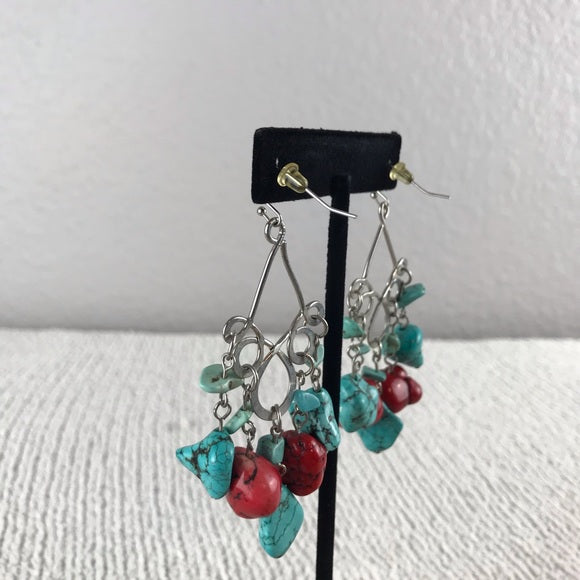 Turquoise Coral Dangle Earrings