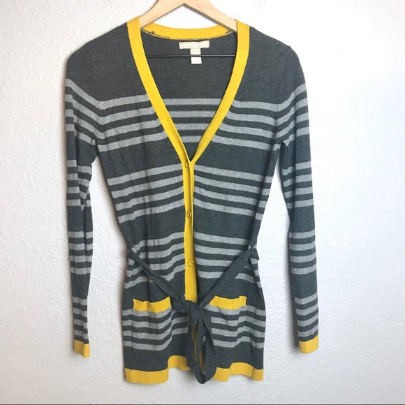 Striped Belted Cardigan