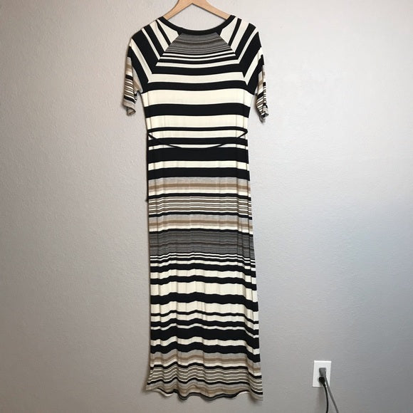 Striped Short Sleeve Maxi Dress