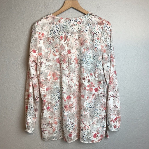 Floral Lace Bib Tassel Blouse