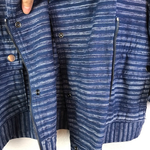 Striped Cotton Moto Jacket