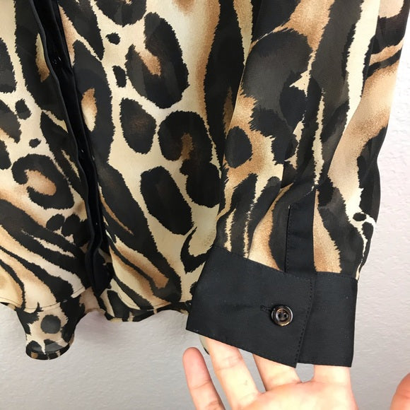 Animal Print Button Up Blouse
