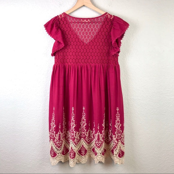 Embroidered Lace Back Dress