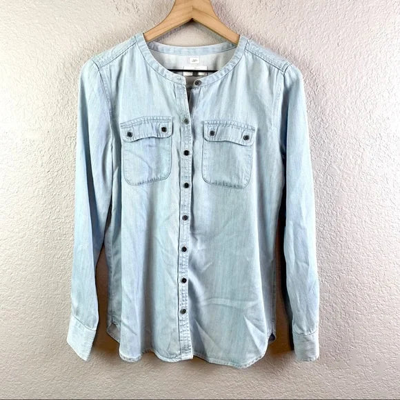 Chambray Button Front Top