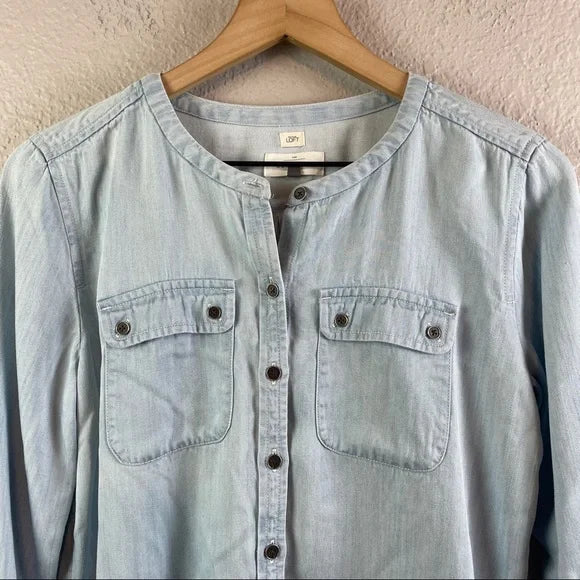 Chambray Button Front Top