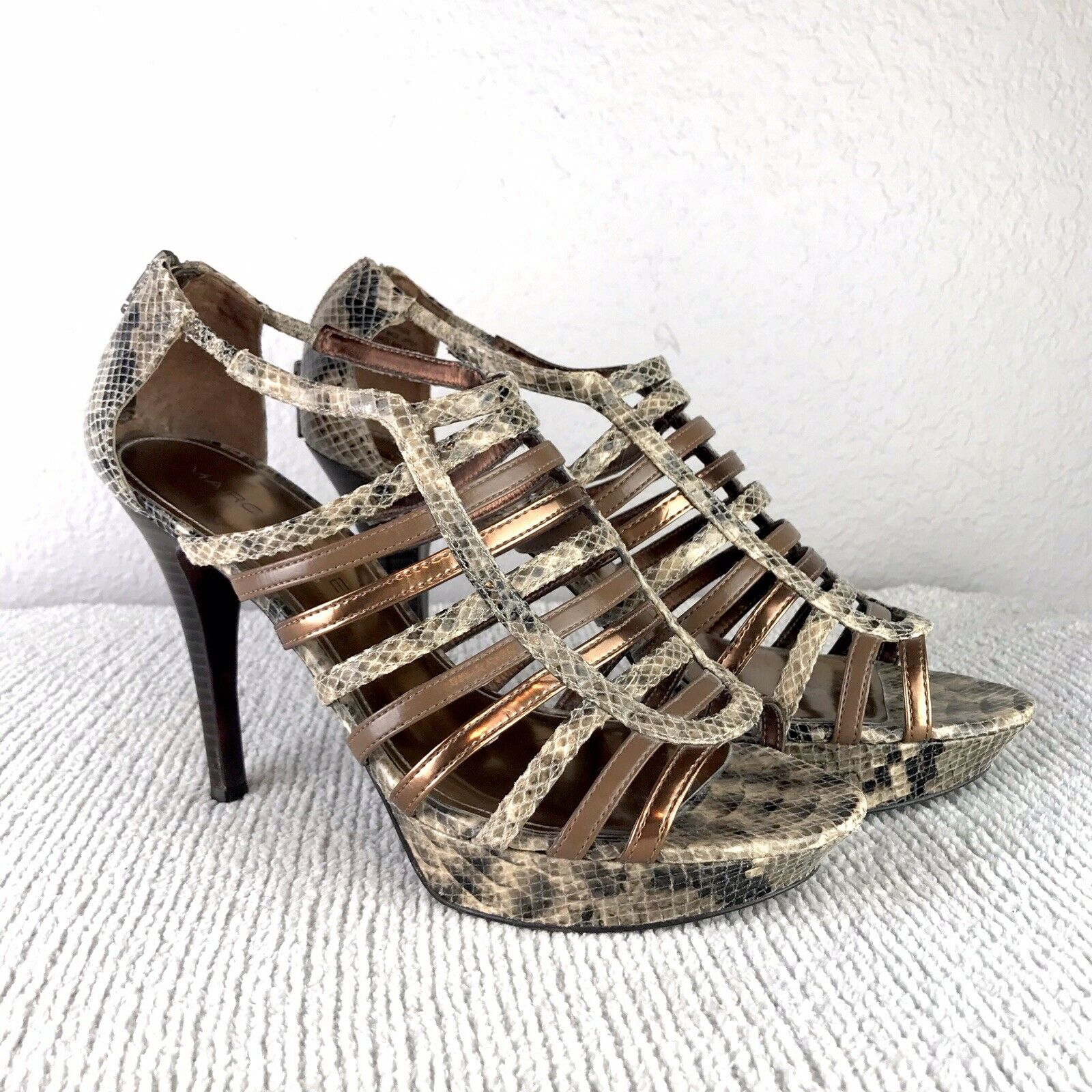 Strappy Snakeskin Heels