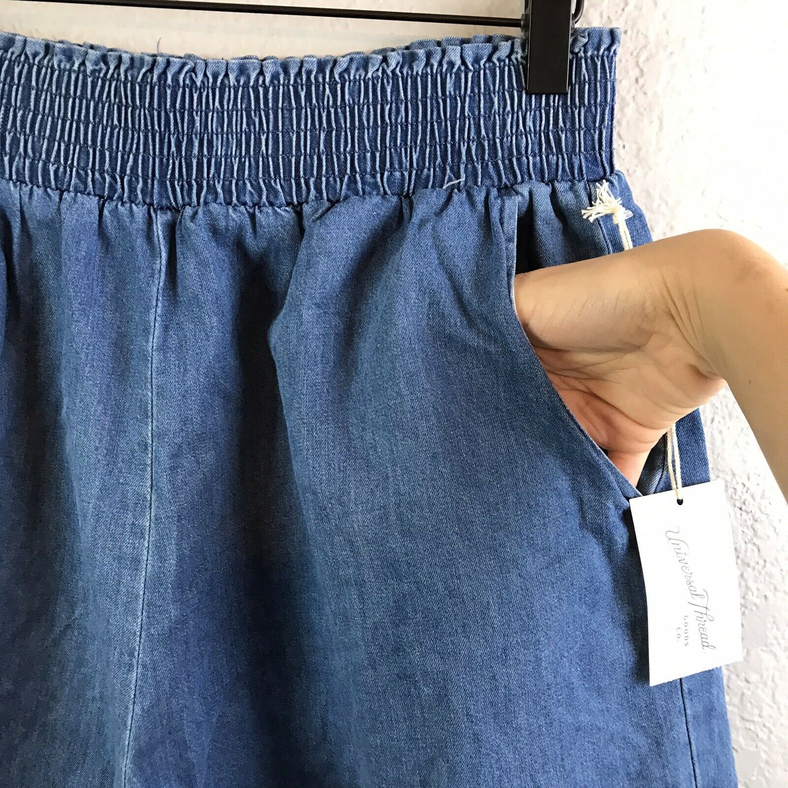 Chambray Smocked Waist Shorts