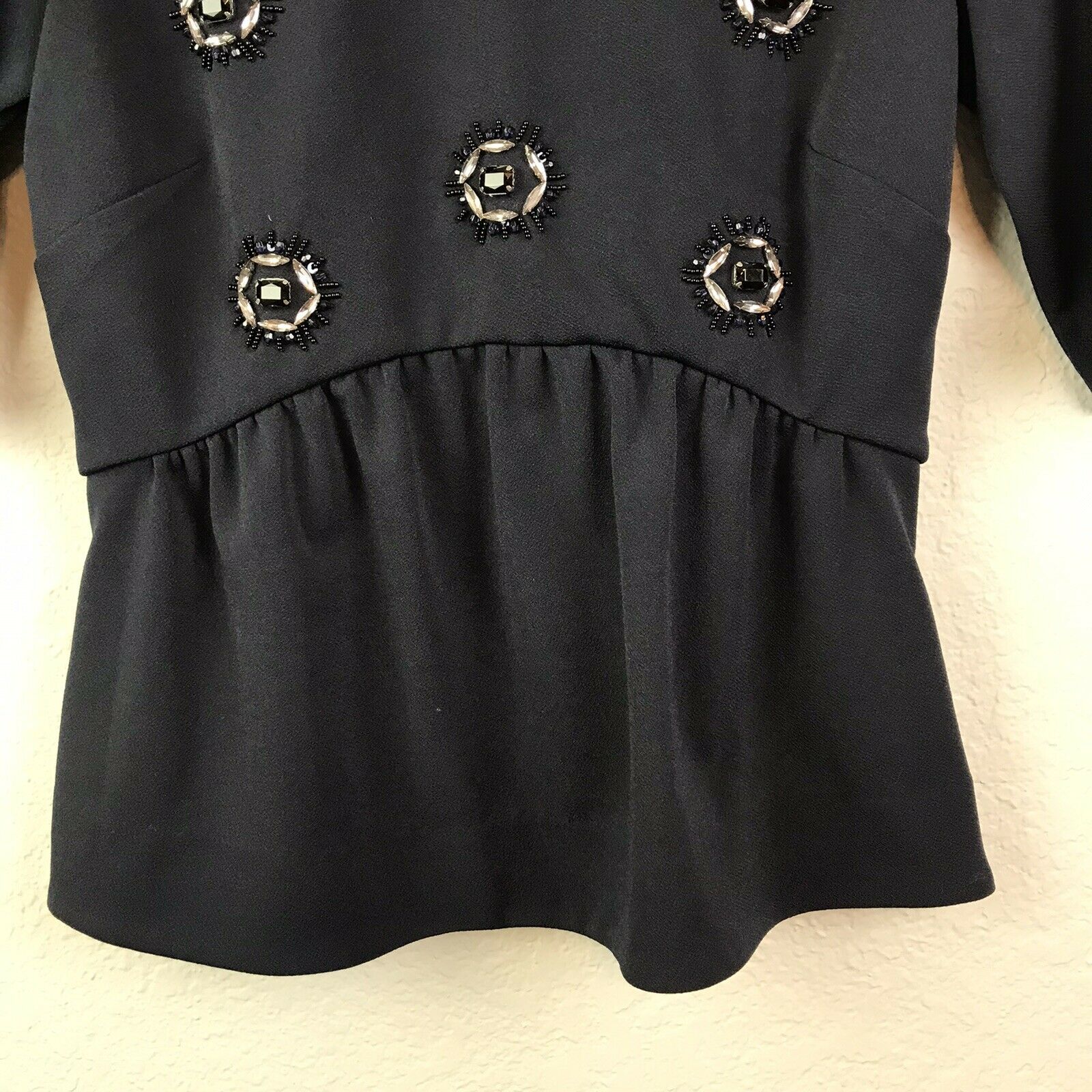 Beaded Jewel Peplum Blouse