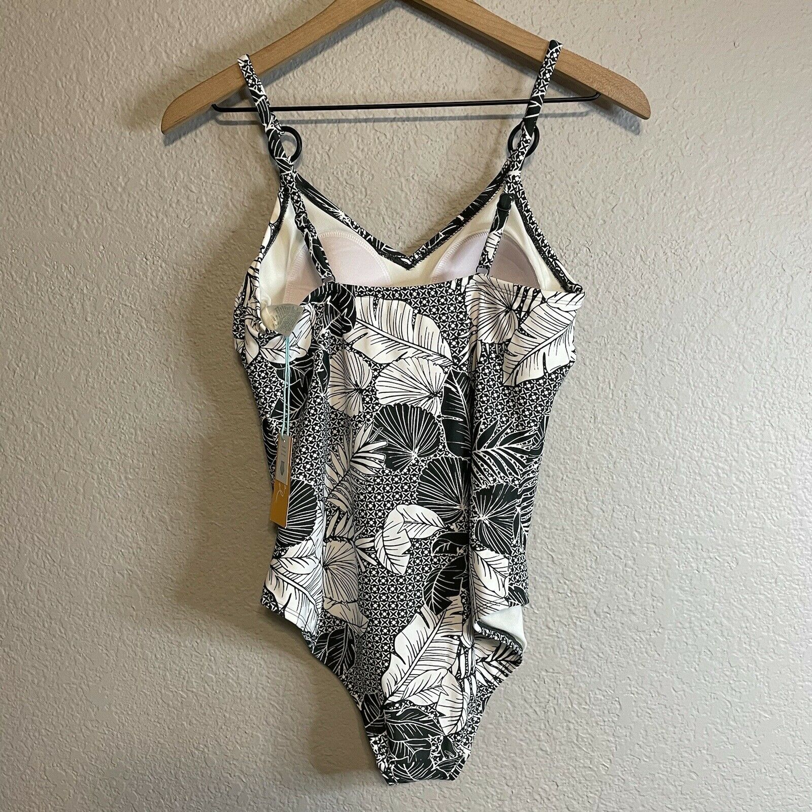 Leaf Geometric Print One Piece Swimsuit