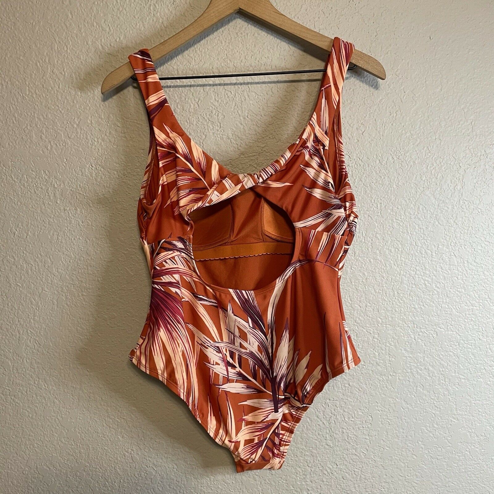 Tropical Leaf Print One Piece Swimsuit