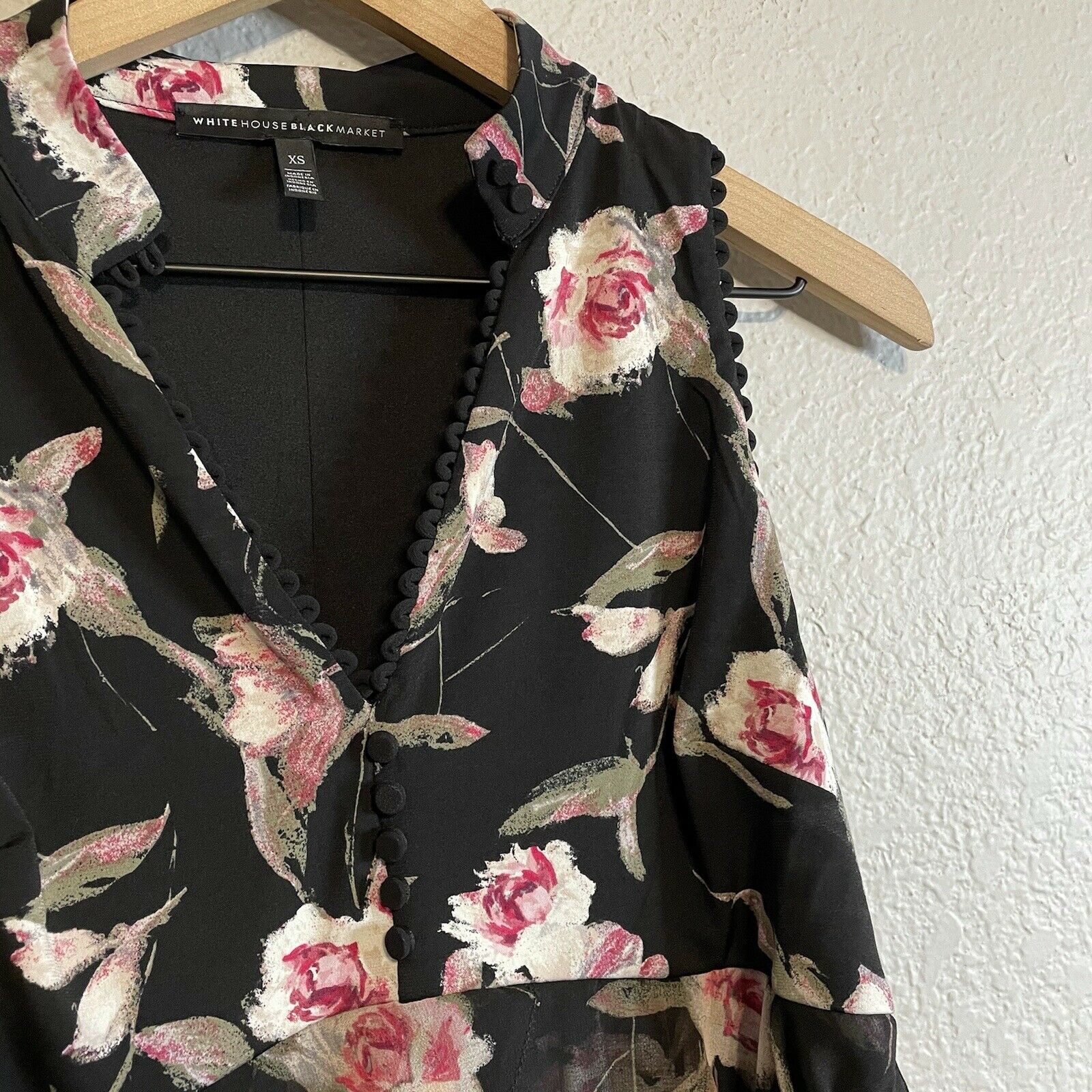 Floral V-Neck Ruffle Trim Blouse