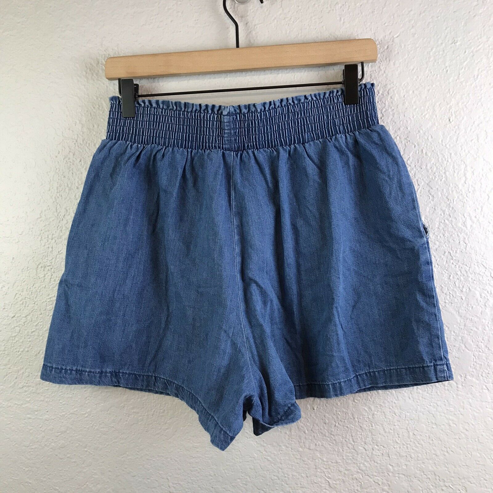 Chambray Smocked Waist Shorts