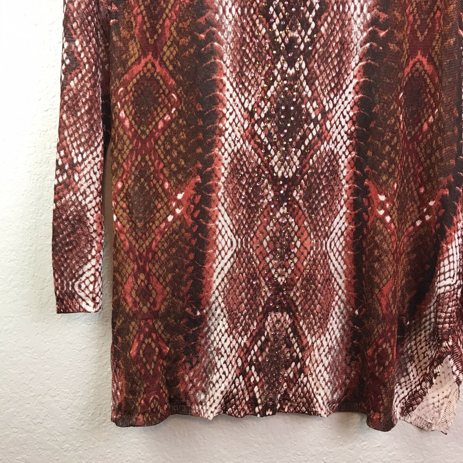 Snakeskin Print Embellished Tunic