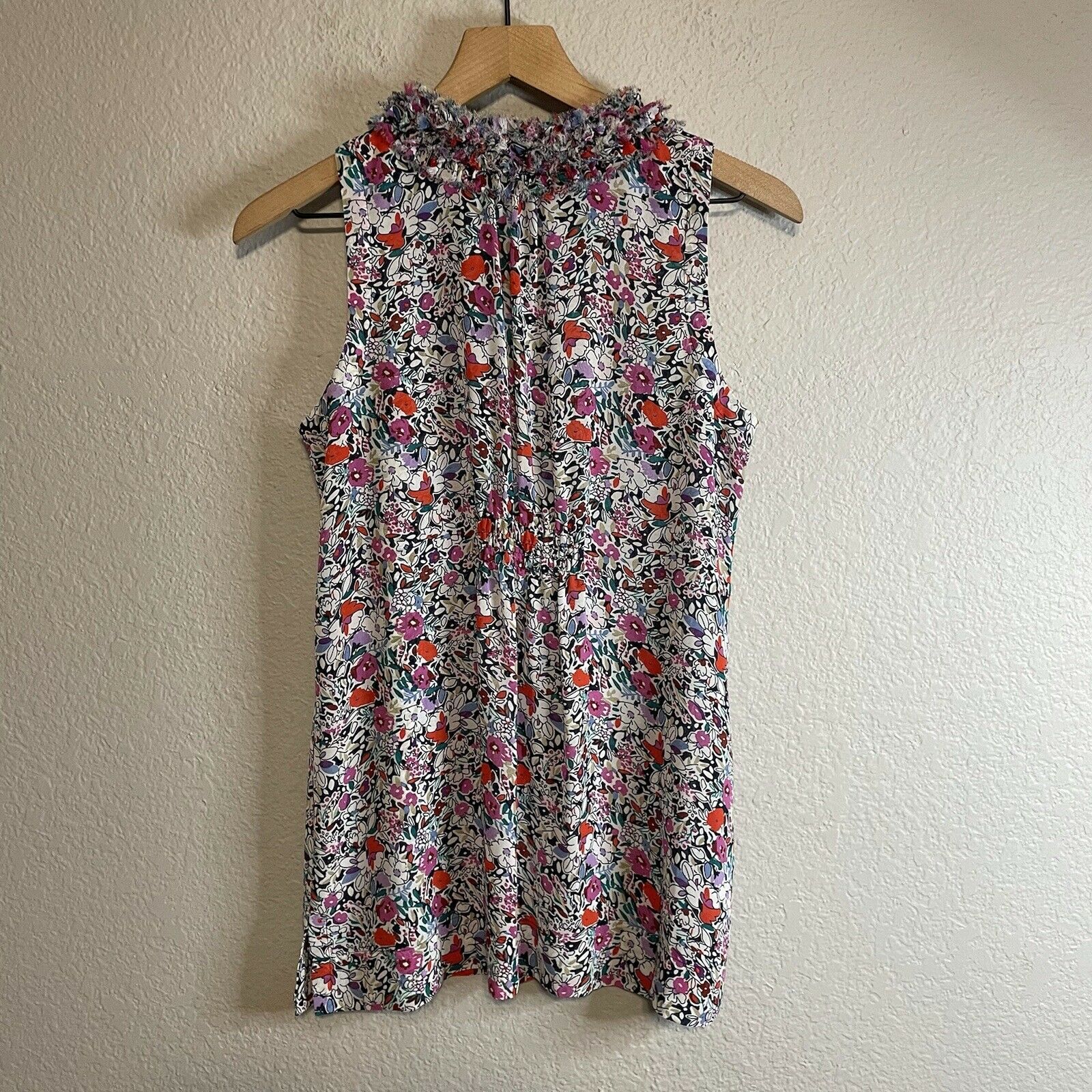 Ruffle Neck Floral Sleeveless