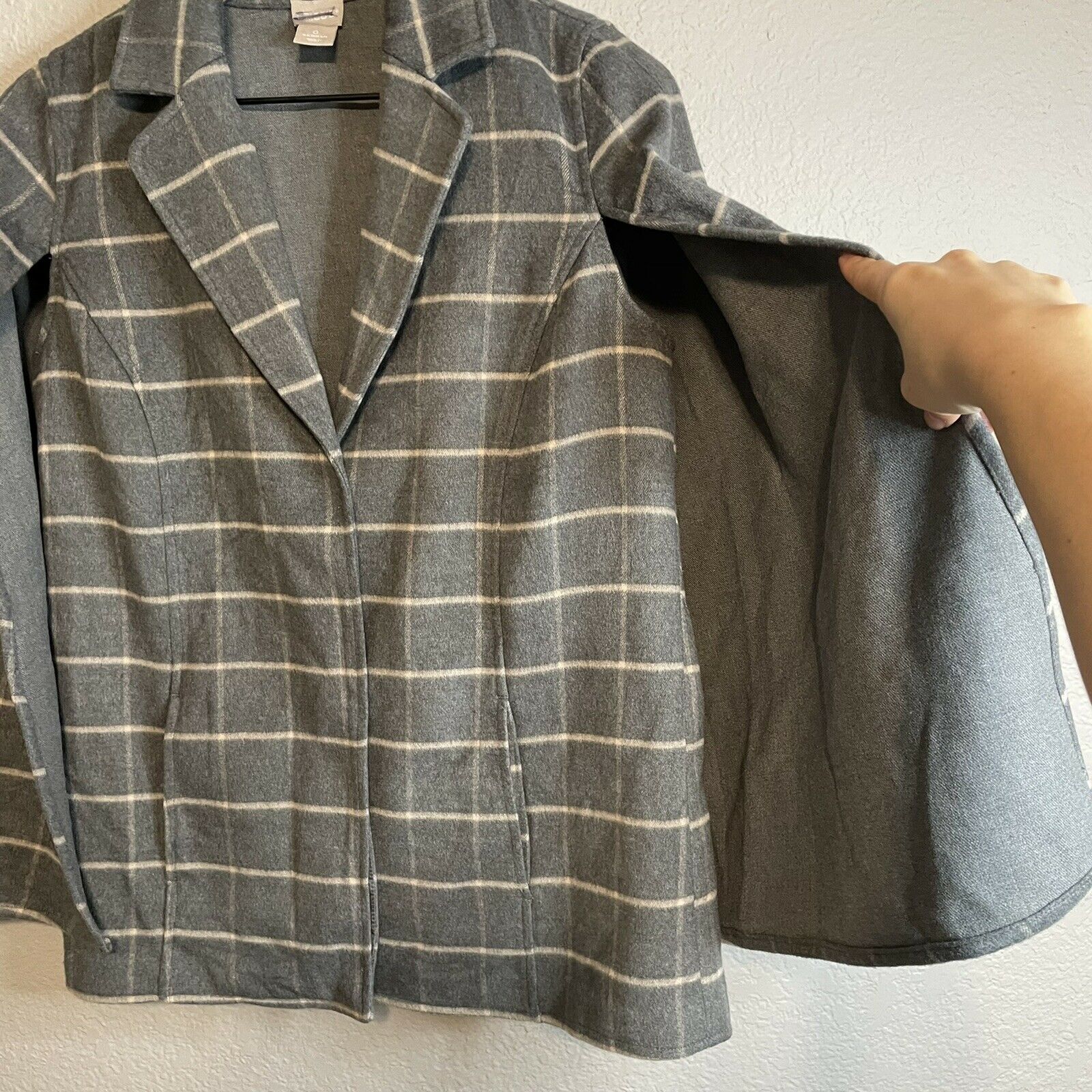 Cape Windowpane Plaid Poncho Jacket