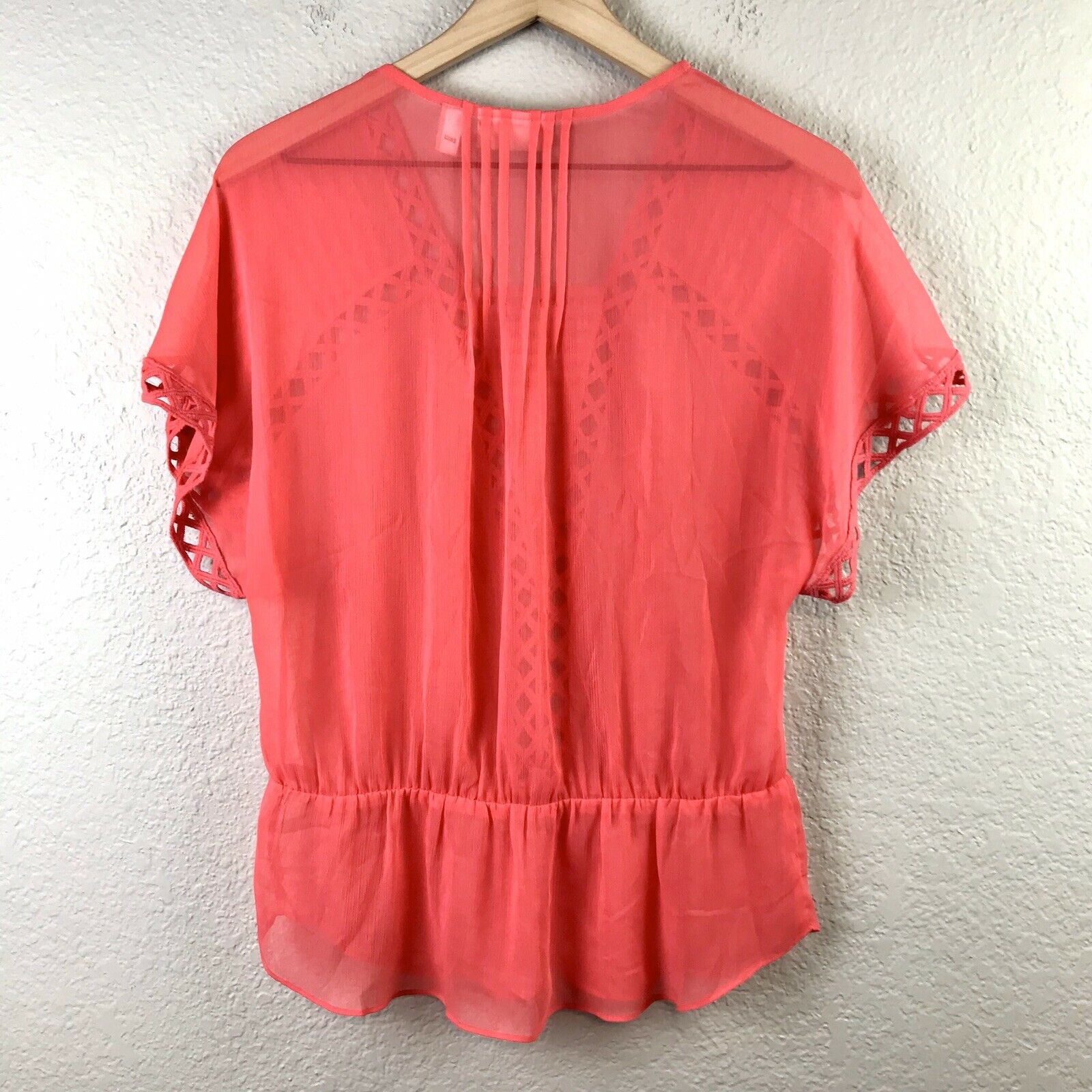 Sheer Peasant Peplum Eyelet Top