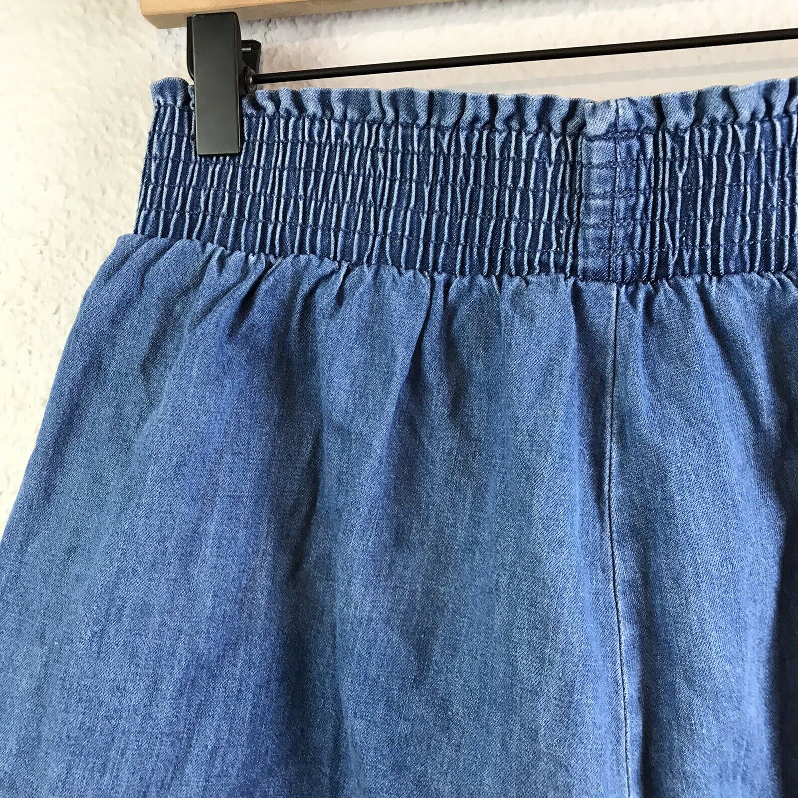 Chambray Smocked Waist Shorts