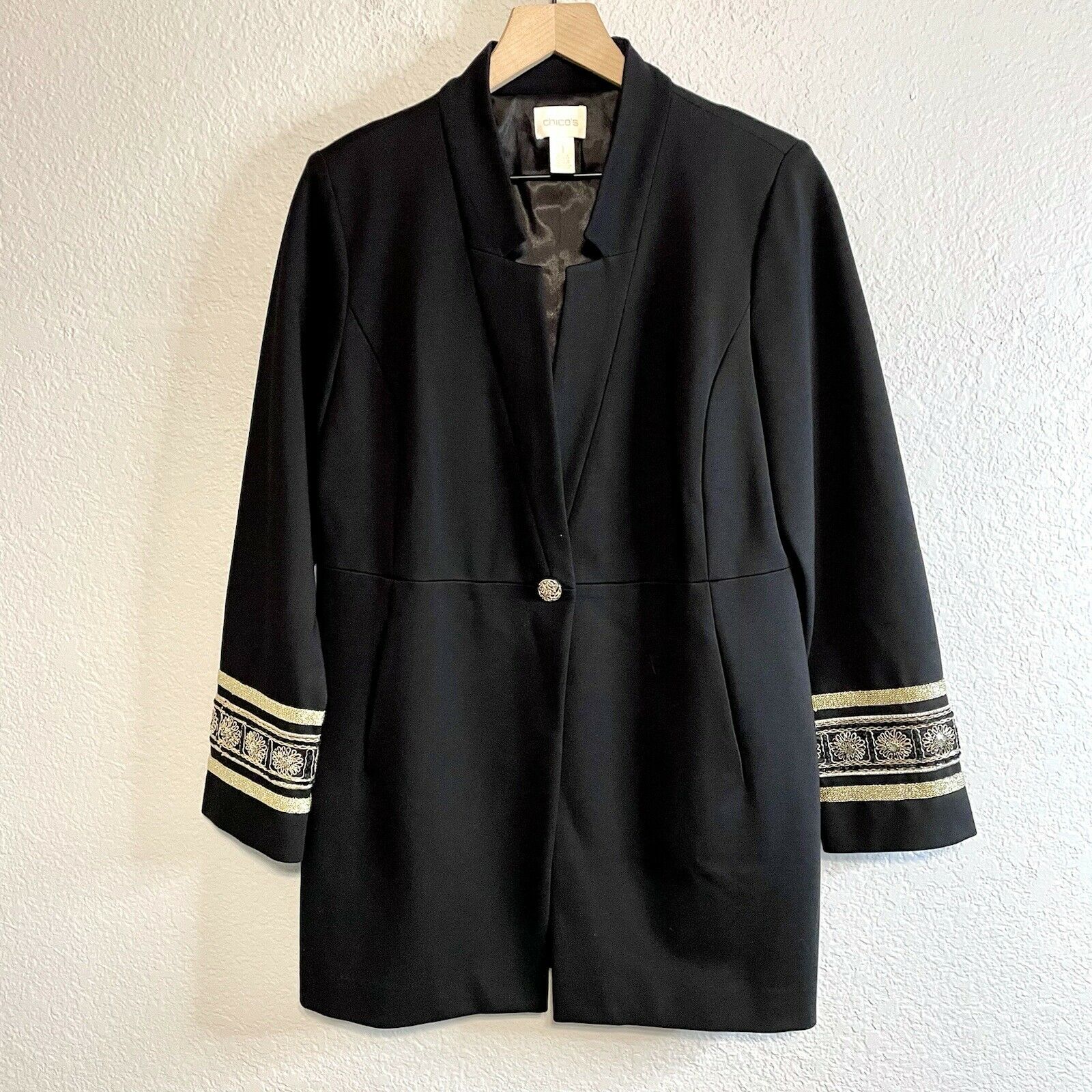 Gold Embroidered Cuffs Blazer Jacket