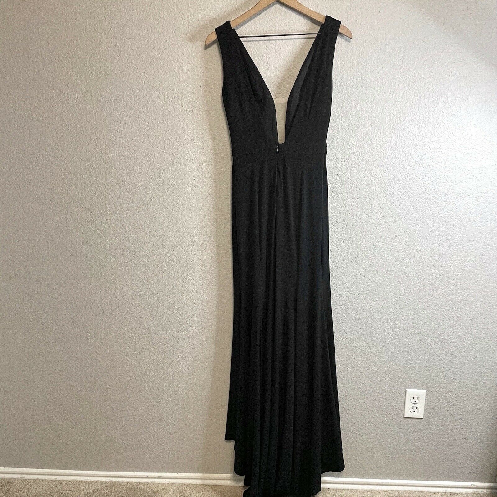 V-Neck Sheer Panel Maxi Formal Gown