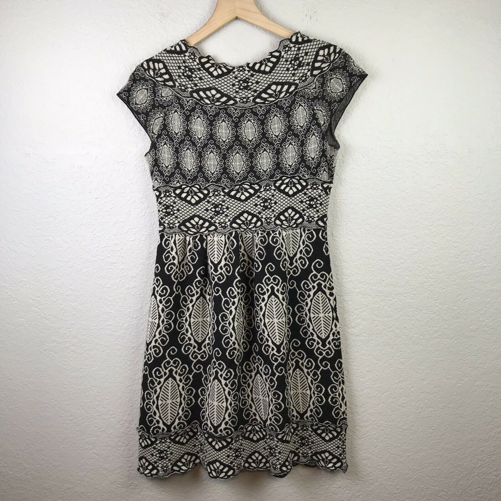 Wool Blend V Neck Dress