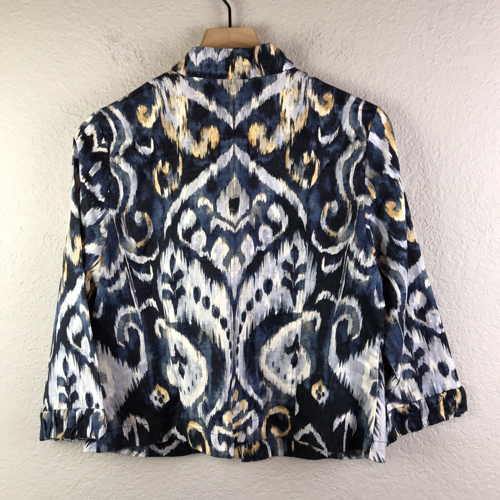 Abstract Linen Blend Blazer Jacket