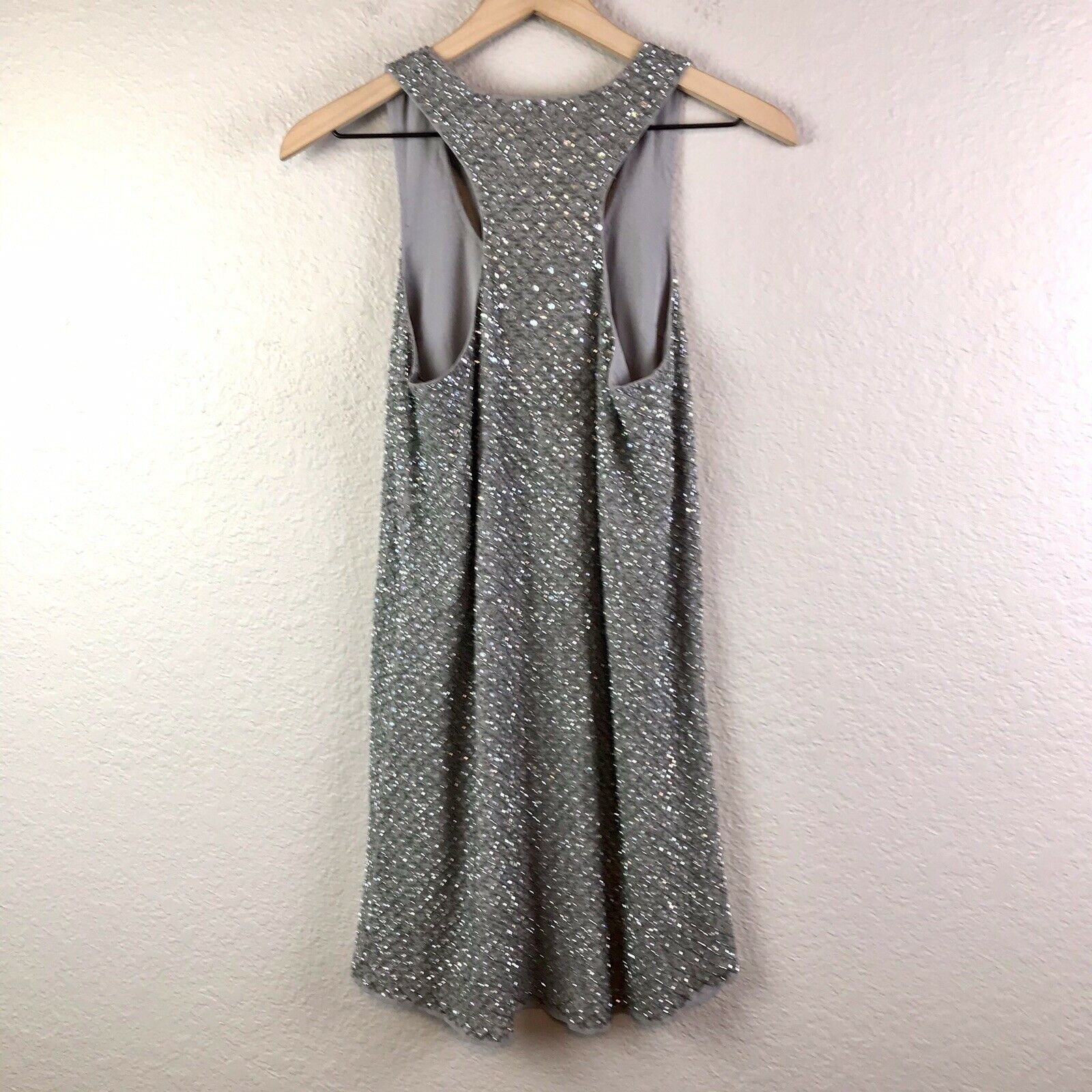 Silk Beaded Racer Back Tank Dress