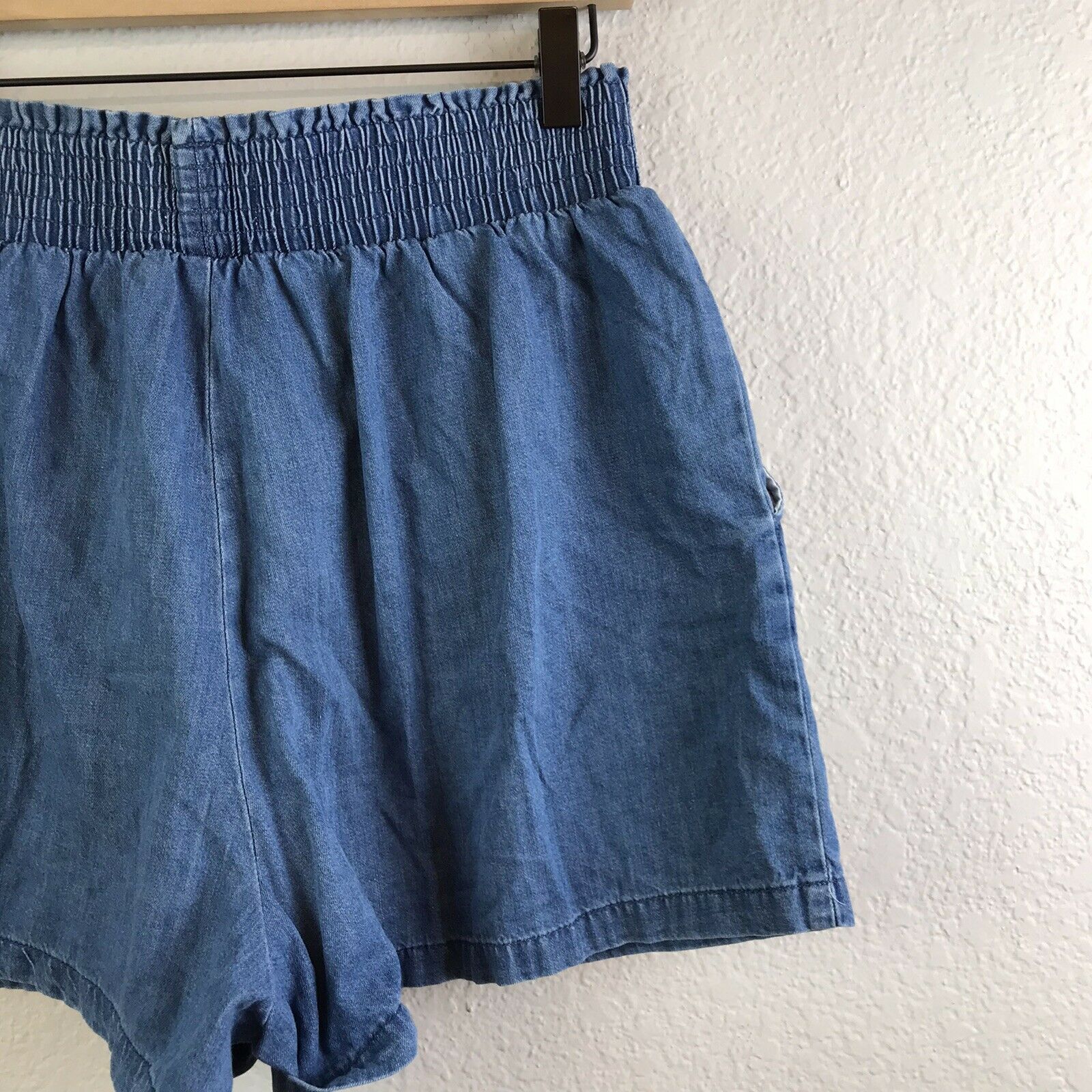 Chambray Smocked Waist Shorts