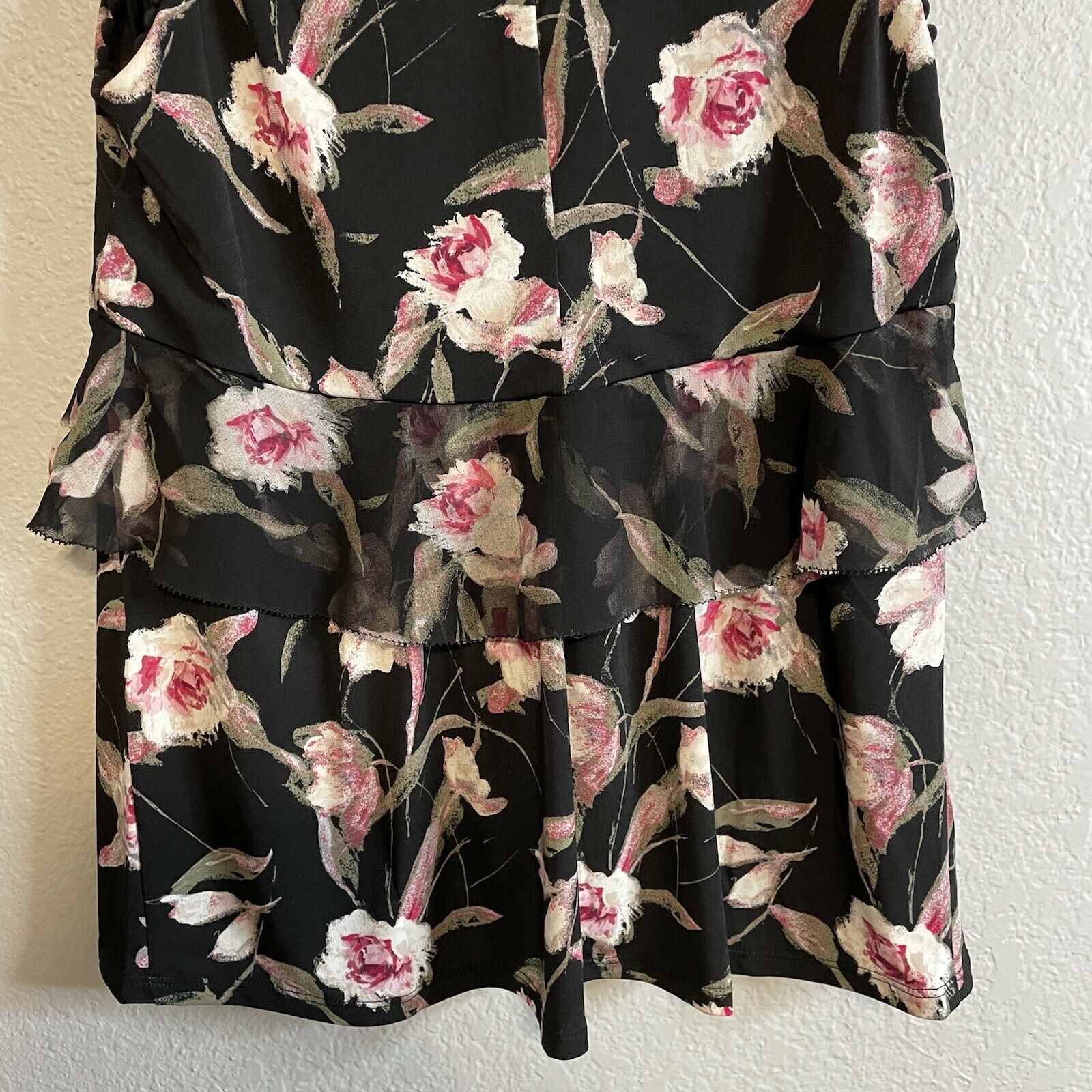 Floral V-Neck Ruffle Trim Blouse