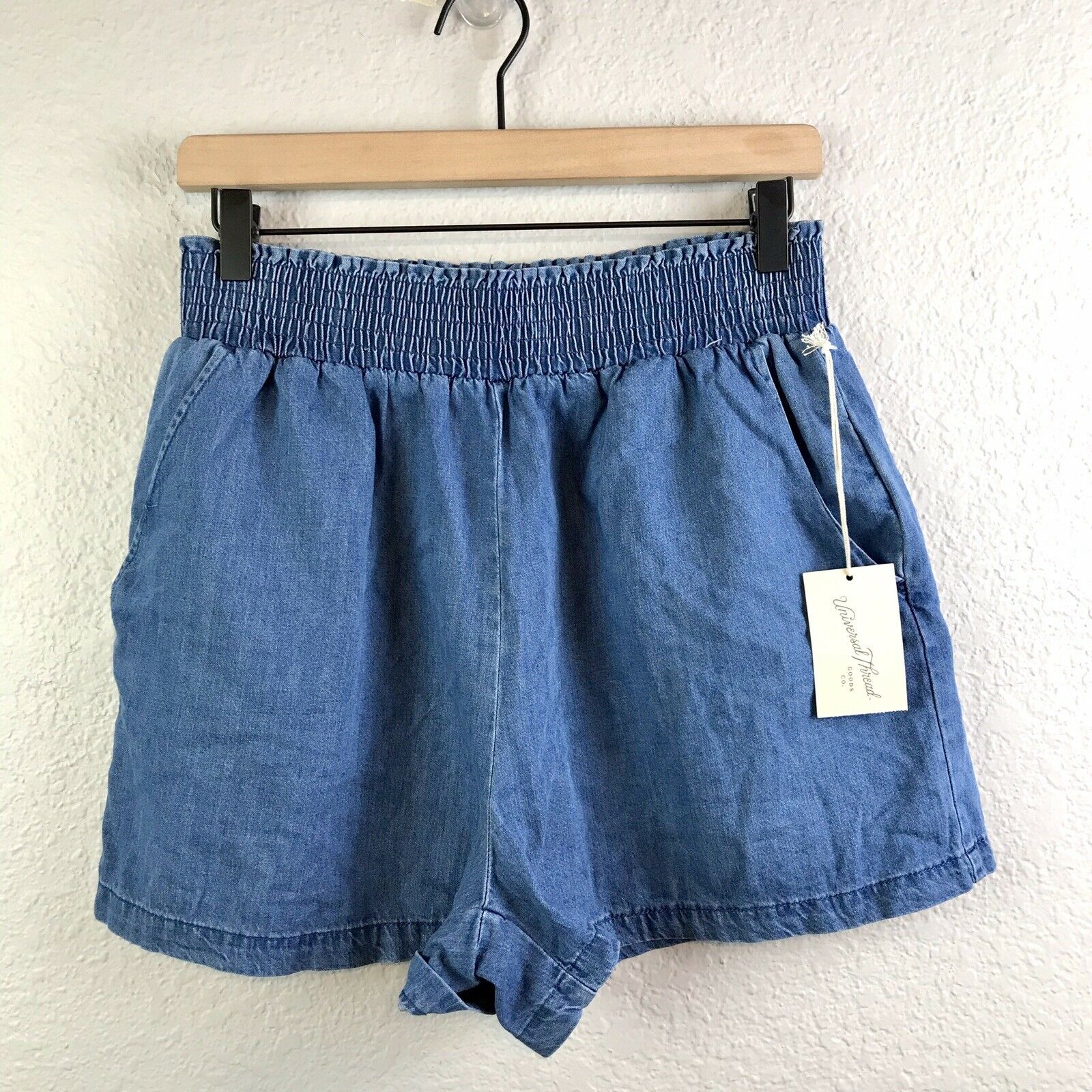 Chambray Smocked Waist Shorts