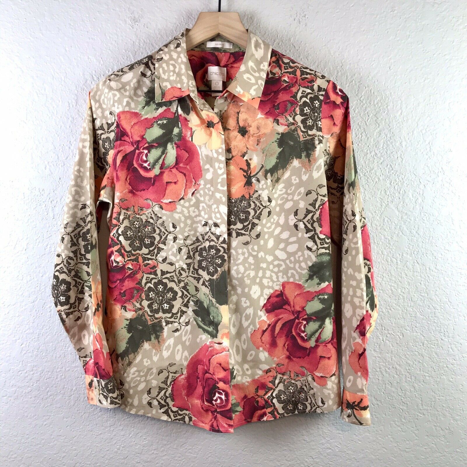 Floral Leopard Button Up Blouse