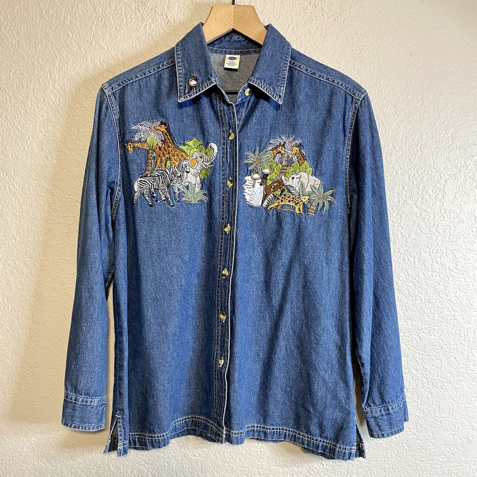 Chambray Zoo Safari Animal Button Up