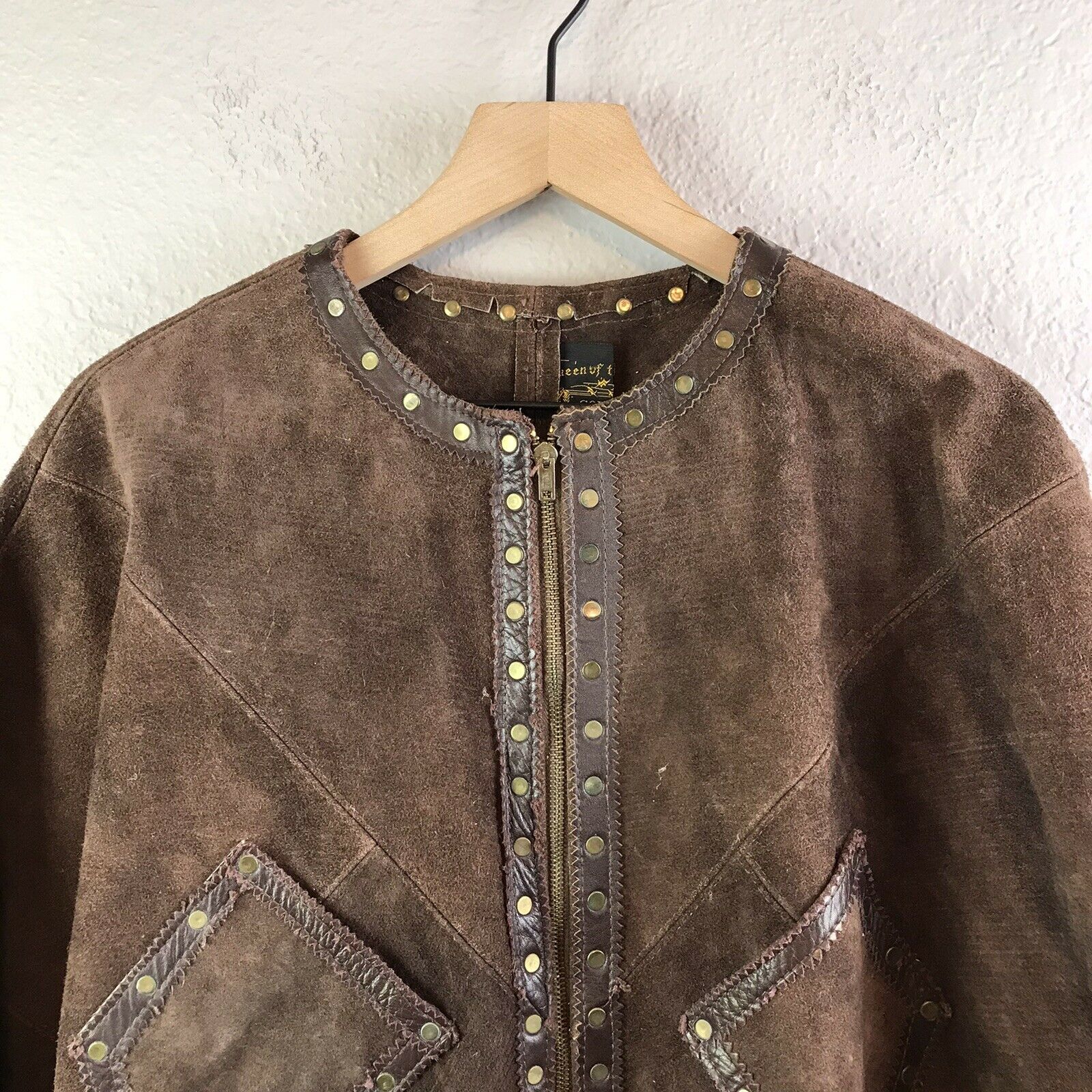 Brown Leather Bronze Rivet Cape