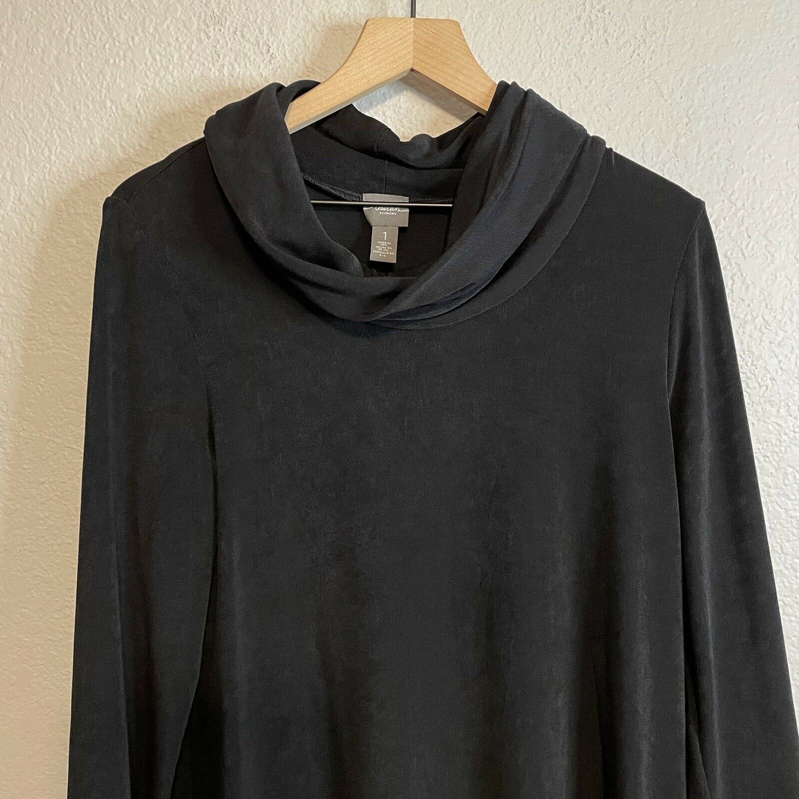 Cowl Neck Velvet Trim Tunic Blouse