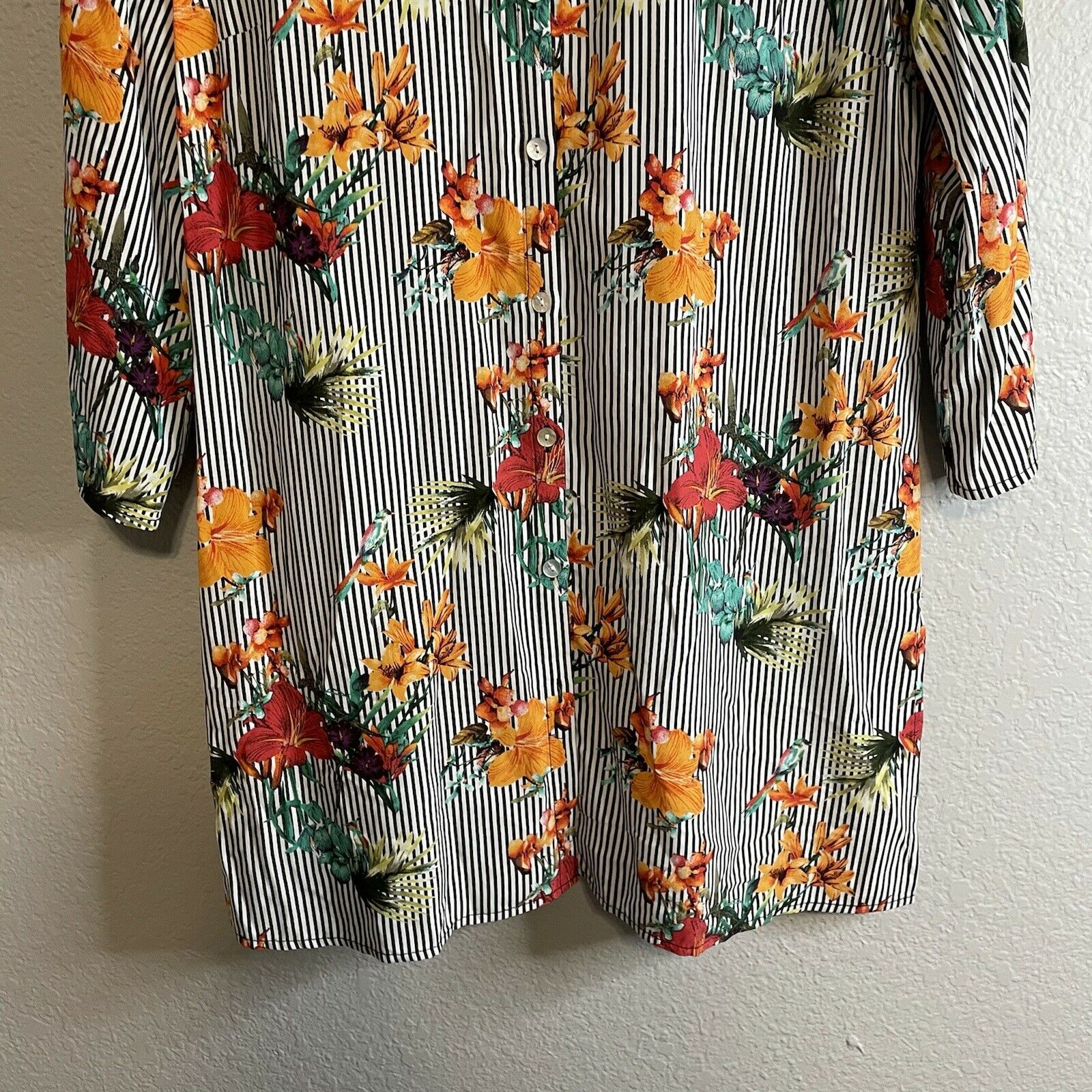 Tropical Floral Button Down Tunic