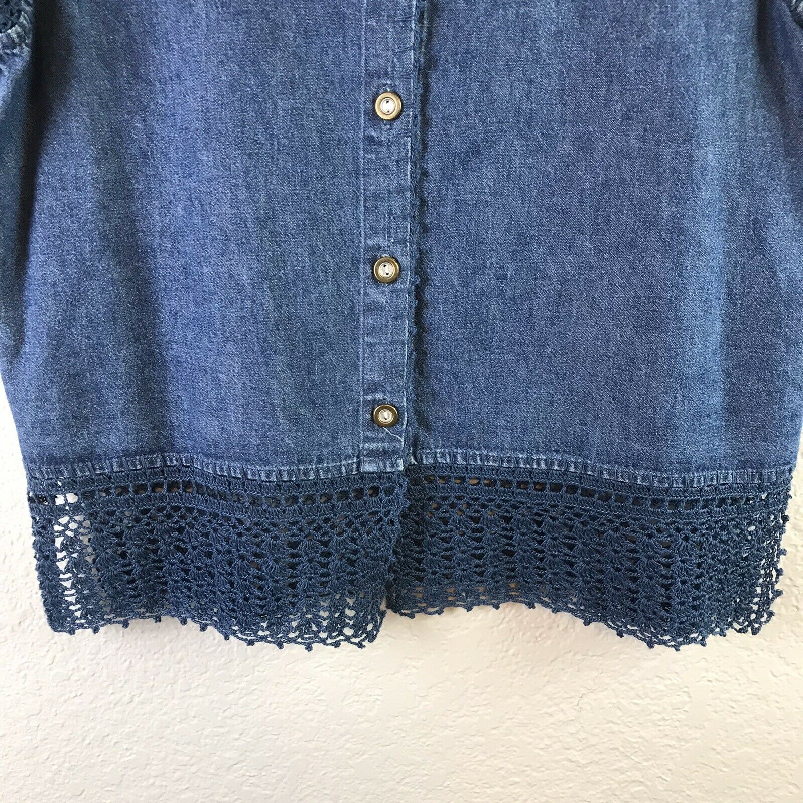 Chambray Crochet Trim Top