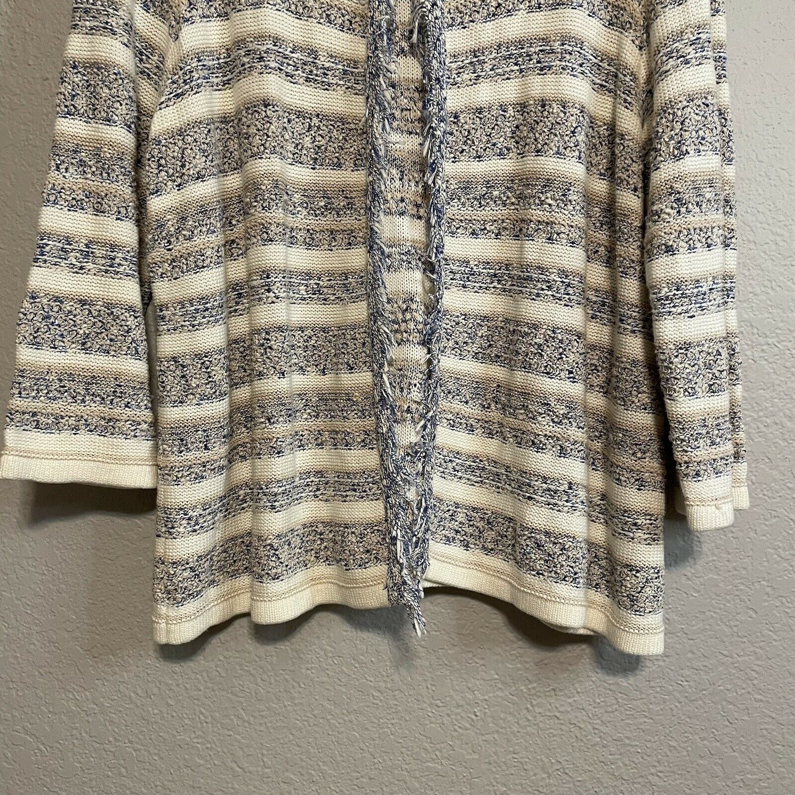 Striped Knit Fringe Cardigan