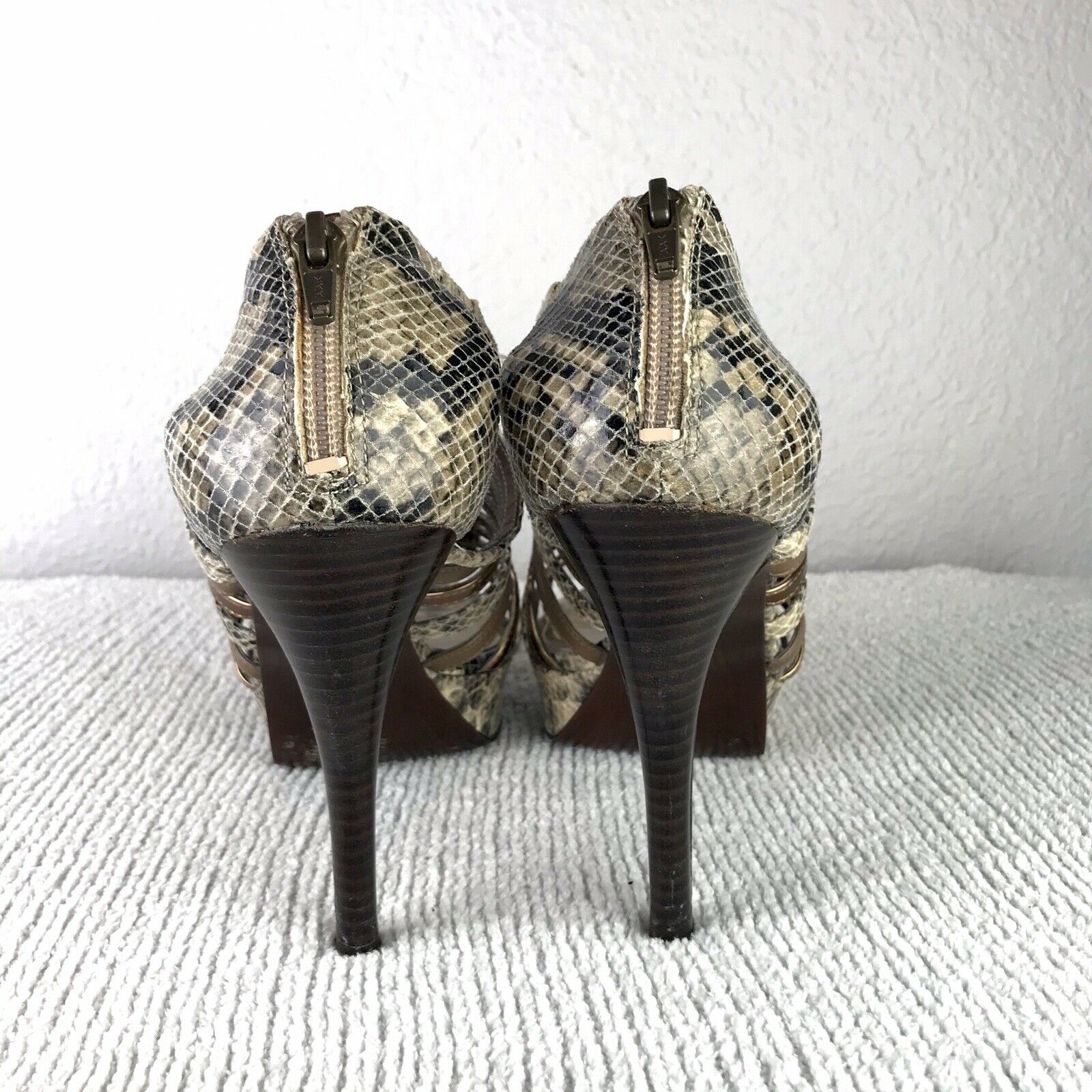 Strappy Snakeskin Heels