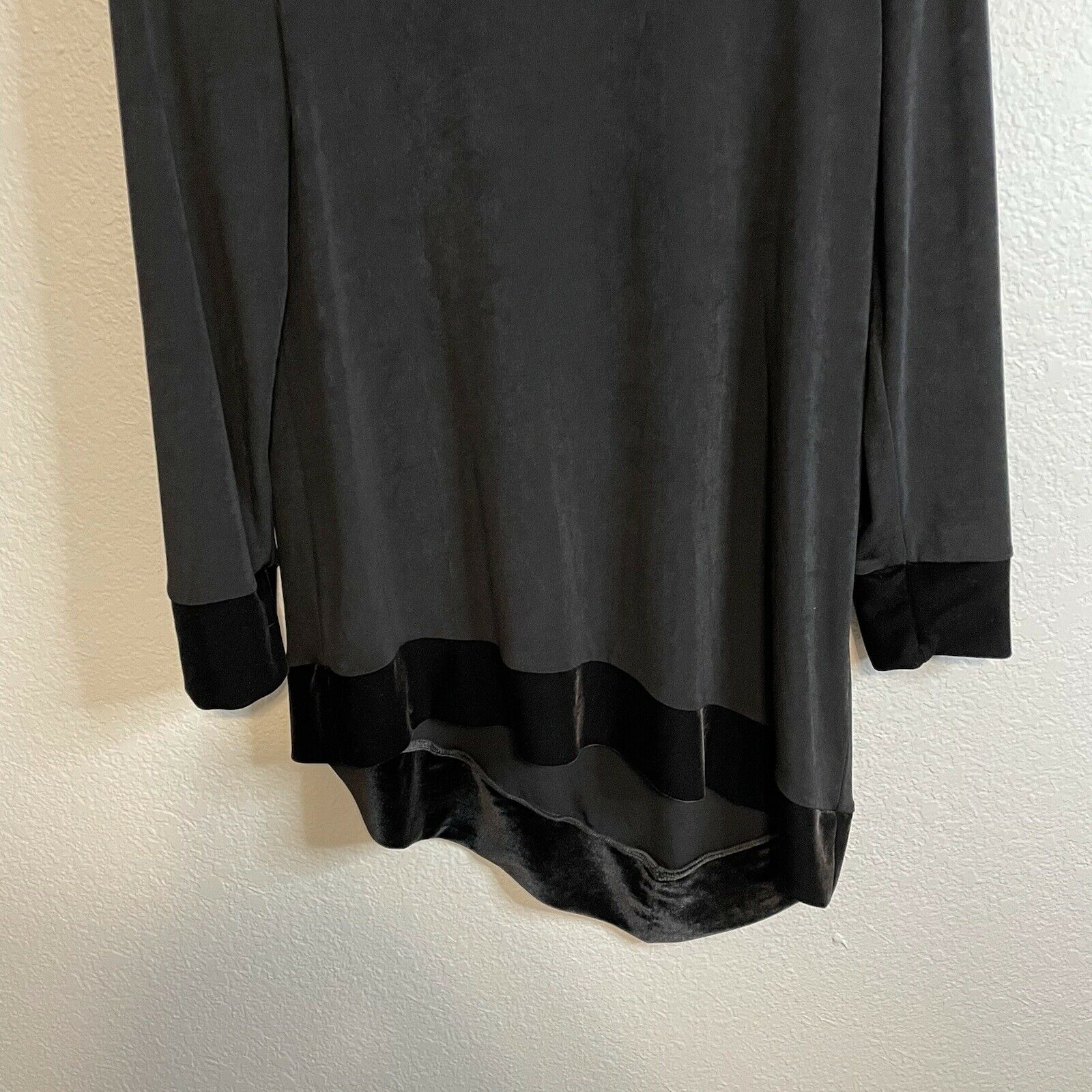 Cowl Neck Velvet Trim Tunic Blouse