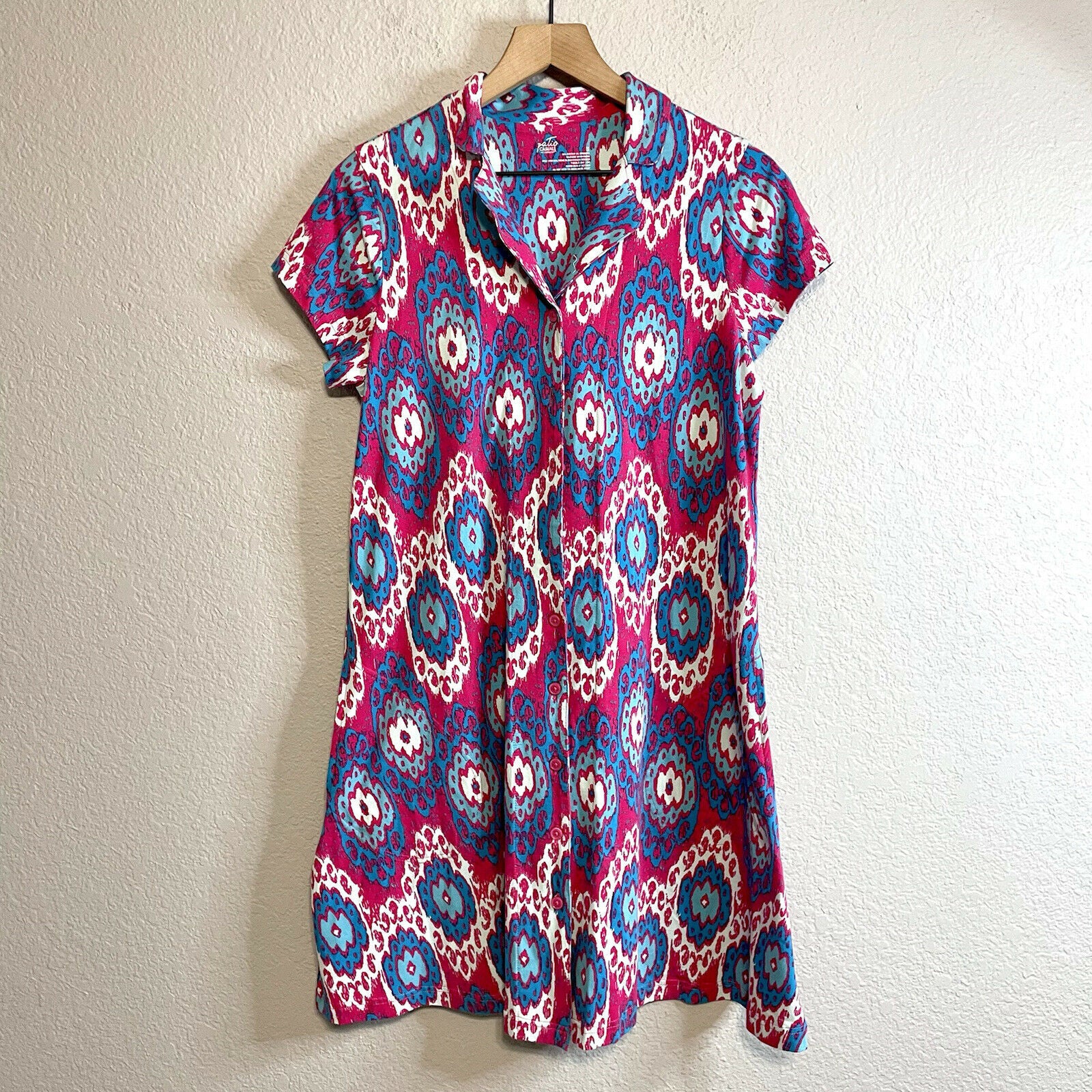 Abstract Print Button Dress