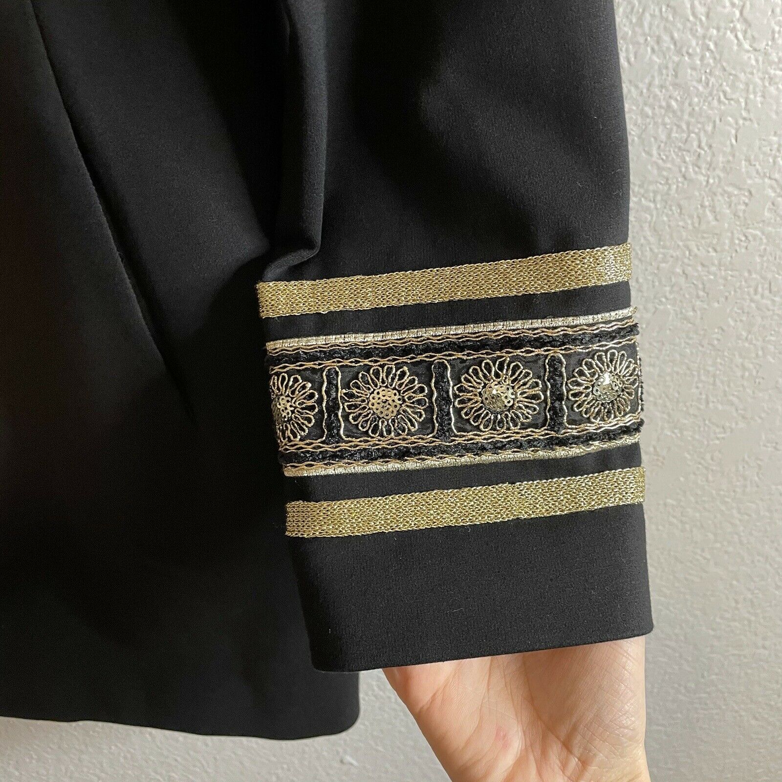 Gold Embroidered Cuffs Blazer Jacket