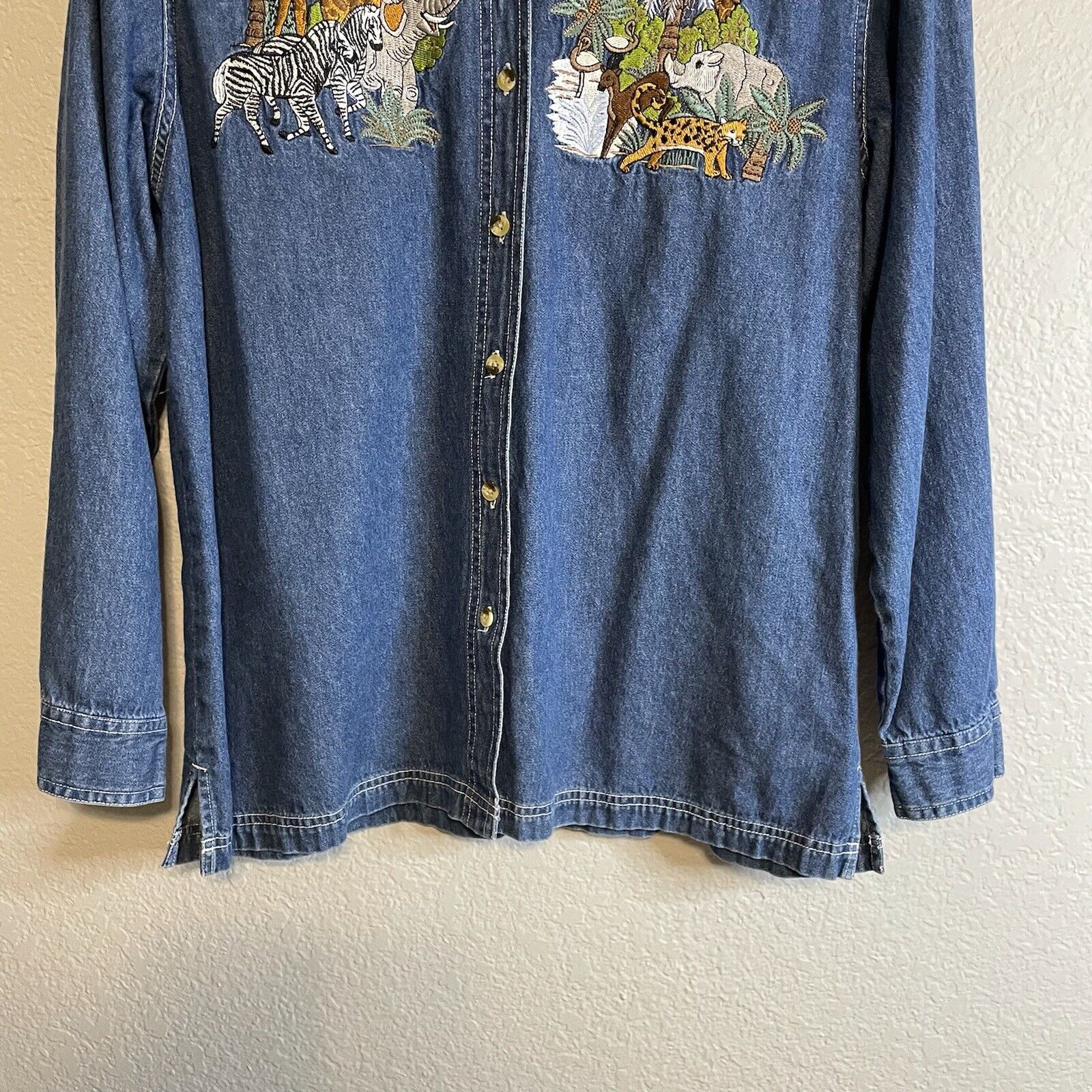 Chambray Zoo Safari Animal Button Up