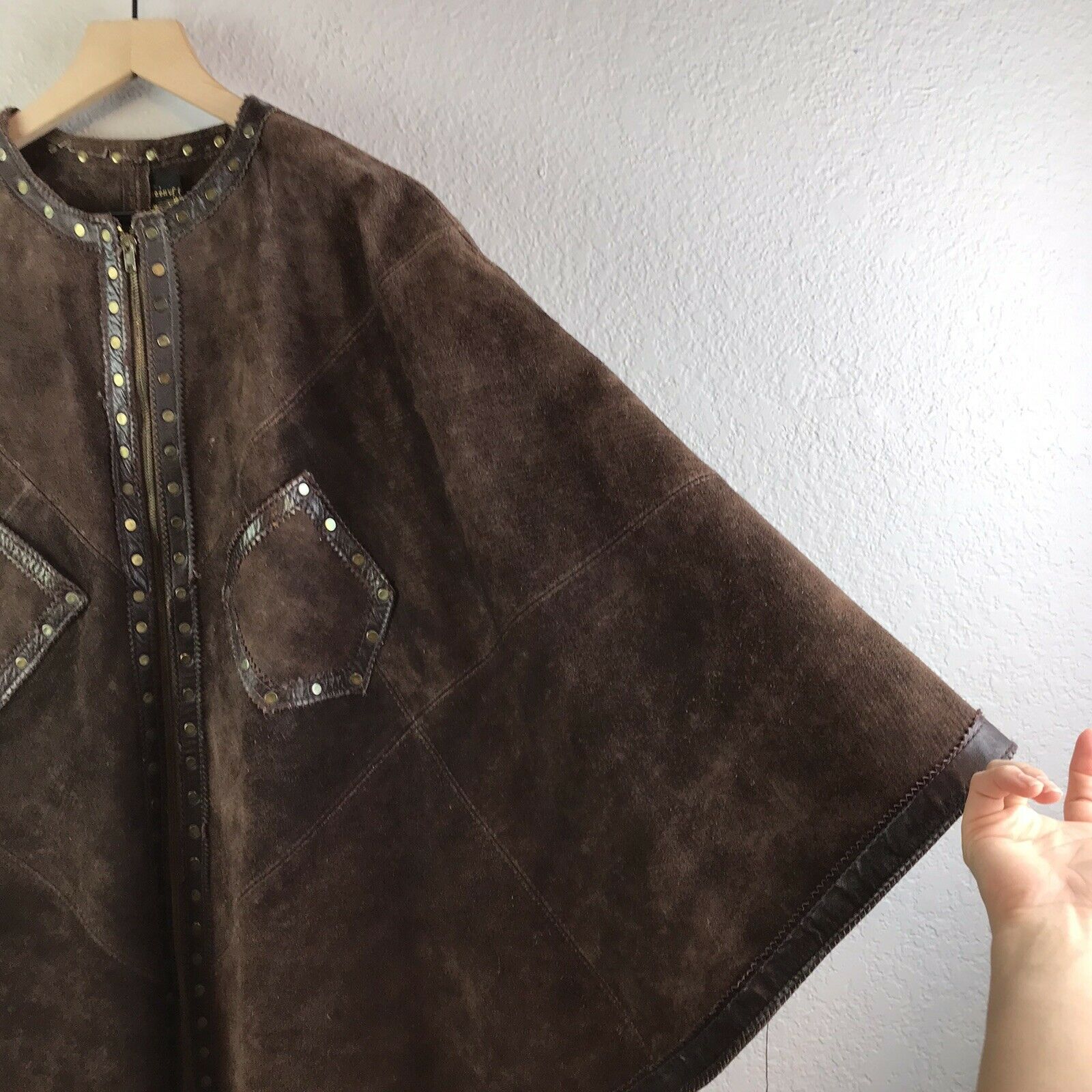 Brown Leather Bronze Rivet Cape