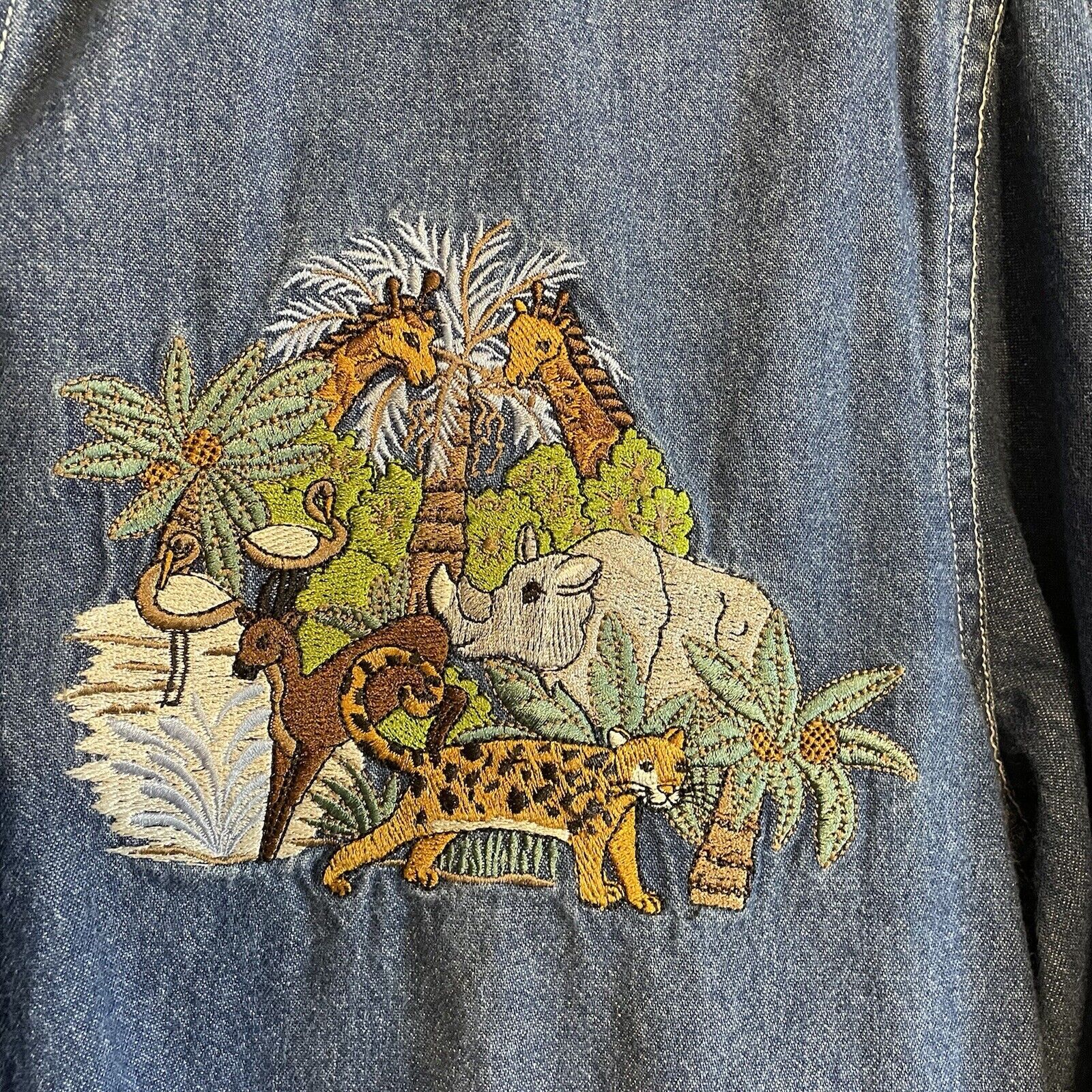 Chambray Zoo Safari Animal Button Up