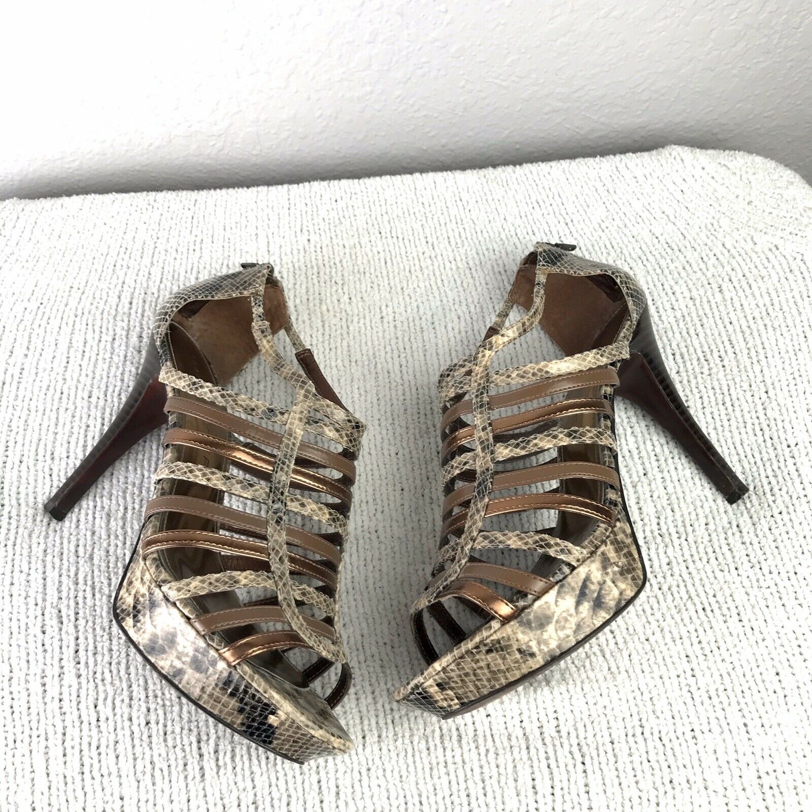 Strappy Snakeskin Heels